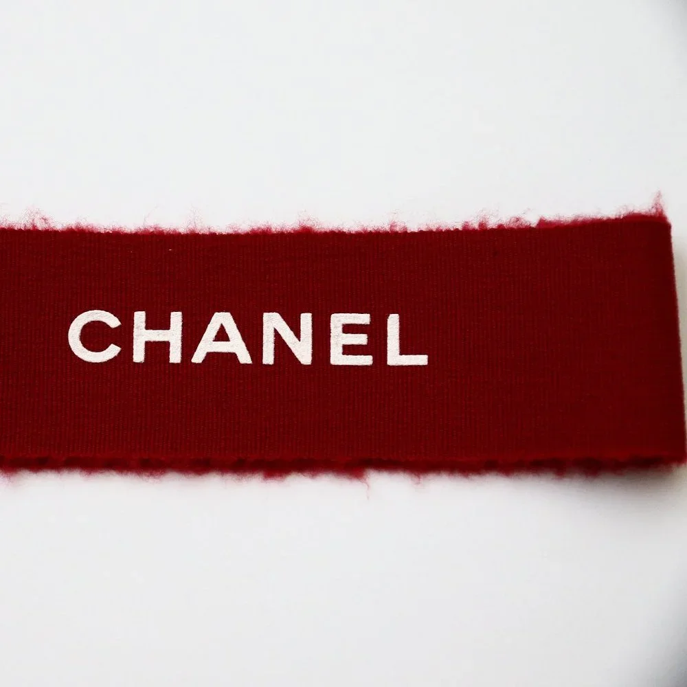 CHANEL Red & White Ribbon Gift Wrap Craft
